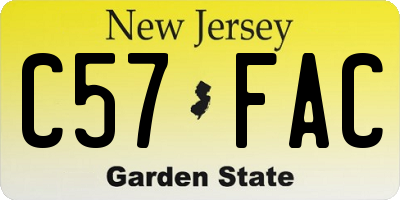 NJ license plate C57FAC