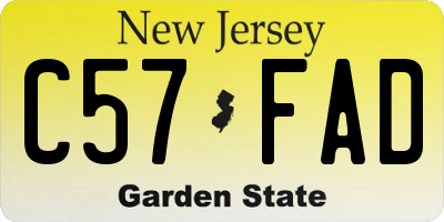 NJ license plate C57FAD