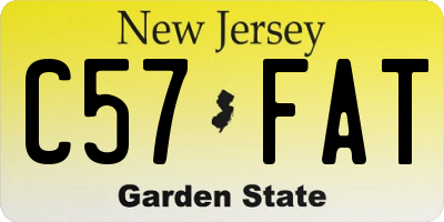 NJ license plate C57FAT