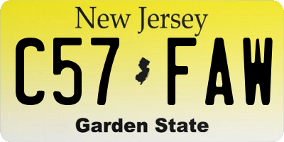 NJ license plate C57FAW