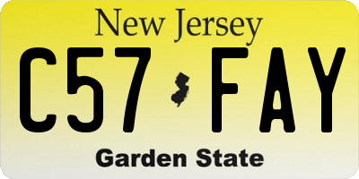 NJ license plate C57FAY
