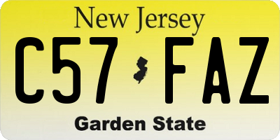 NJ license plate C57FAZ