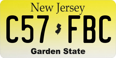 NJ license plate C57FBC