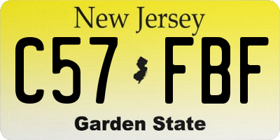NJ license plate C57FBF
