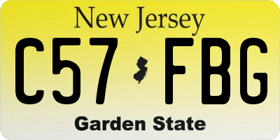NJ license plate C57FBG