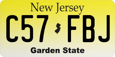 NJ license plate C57FBJ