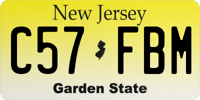 NJ license plate C57FBM