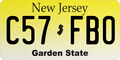 NJ license plate C57FBO