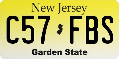NJ license plate C57FBS