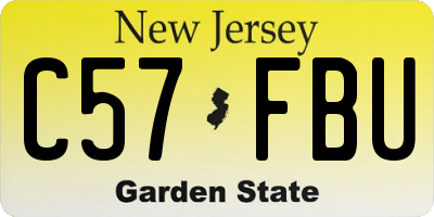 NJ license plate C57FBU
