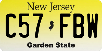NJ license plate C57FBW