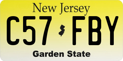 NJ license plate C57FBY