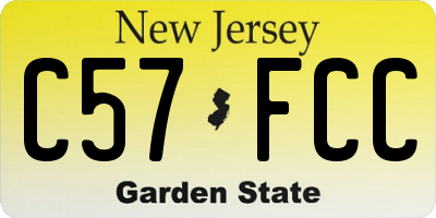 NJ license plate C57FCC