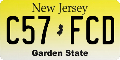 NJ license plate C57FCD