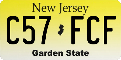 NJ license plate C57FCF