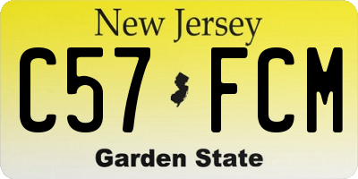 NJ license plate C57FCM