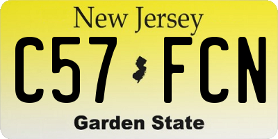 NJ license plate C57FCN