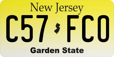 NJ license plate C57FCO