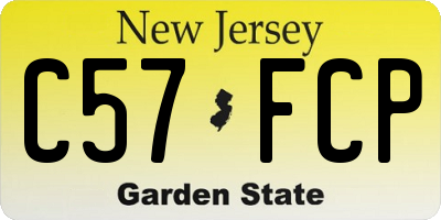 NJ license plate C57FCP
