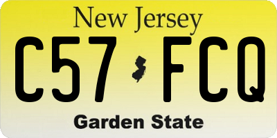 NJ license plate C57FCQ