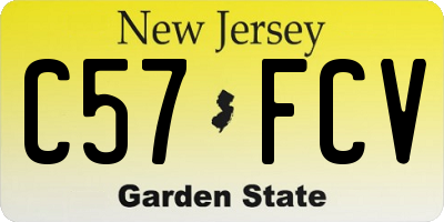 NJ license plate C57FCV