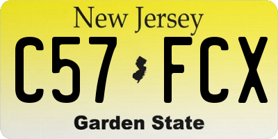 NJ license plate C57FCX
