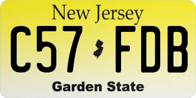 NJ license plate C57FDB