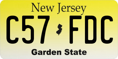NJ license plate C57FDC