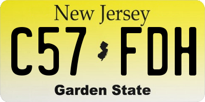 NJ license plate C57FDH