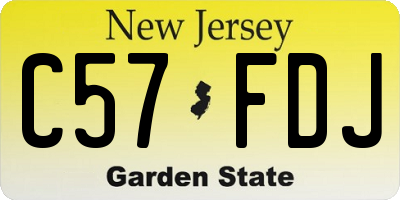 NJ license plate C57FDJ