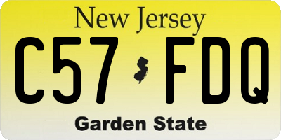 NJ license plate C57FDQ