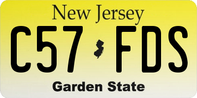 NJ license plate C57FDS