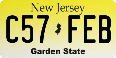 NJ license plate C57FEB