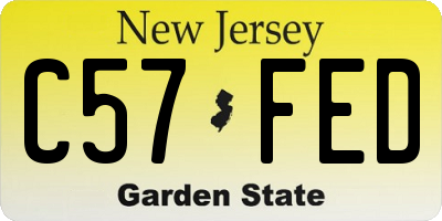 NJ license plate C57FED