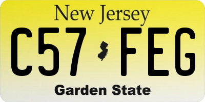 NJ license plate C57FEG
