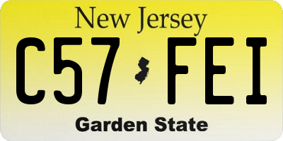 NJ license plate C57FEI