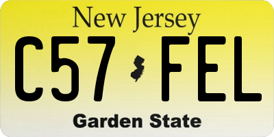 NJ license plate C57FEL