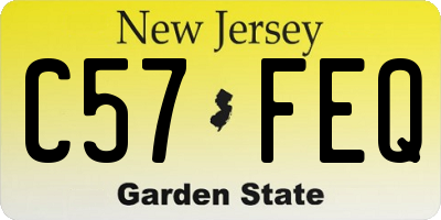 NJ license plate C57FEQ