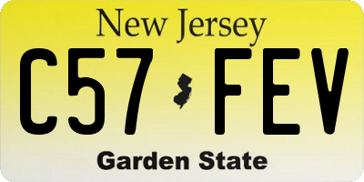 NJ license plate C57FEV