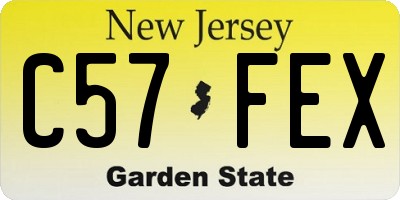NJ license plate C57FEX