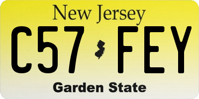 NJ license plate C57FEY