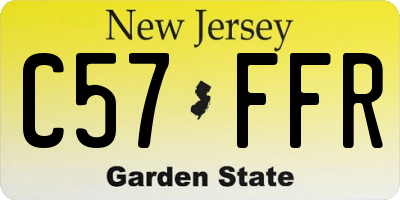 NJ license plate C57FFR