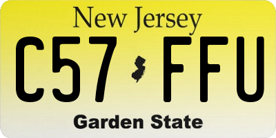 NJ license plate C57FFU