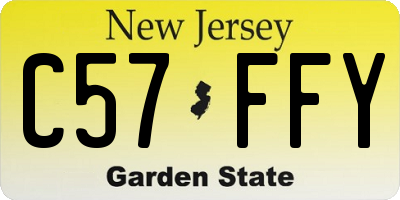 NJ license plate C57FFY