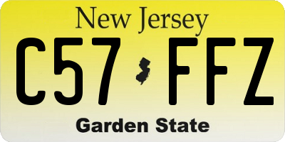 NJ license plate C57FFZ