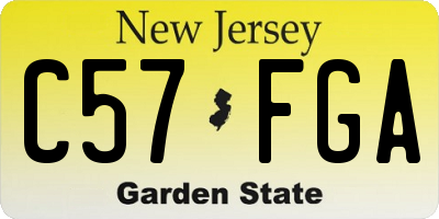 NJ license plate C57FGA