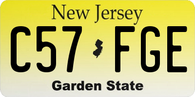 NJ license plate C57FGE