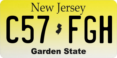 NJ license plate C57FGH
