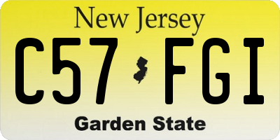 NJ license plate C57FGI