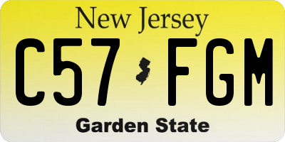 NJ license plate C57FGM